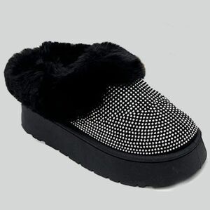 Glam Plush Platform Booties - Black